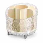 360-degree Rotating Makeup Organizer with 7 Compartments Glacial Texture Spinning Cosmetic Storage Vanity Organizer Clear Brush Holder — view 2