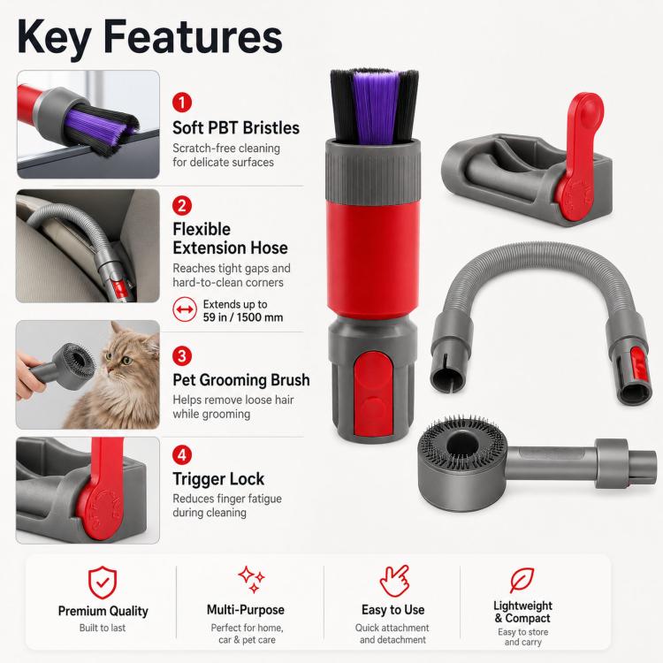Scratch-Free Dusting Brush Accessories Kit For Dyson V7 V8 V10 V11 V15 Vacuum Attachment Set — view 7