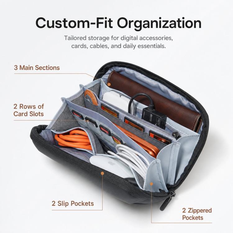 BANGE BG-7885 Digital Accessories Organizer Bag Multi-Compartment Card Slots Portable Waterproof Travel Bag