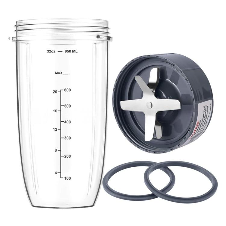 4-In-1 Replacement Parts Set For NutriBullet 600W & Pro 900W Accessory Kit With 32 Oz Large Cup, Extractor Blade And 2 Silicone Gaskets