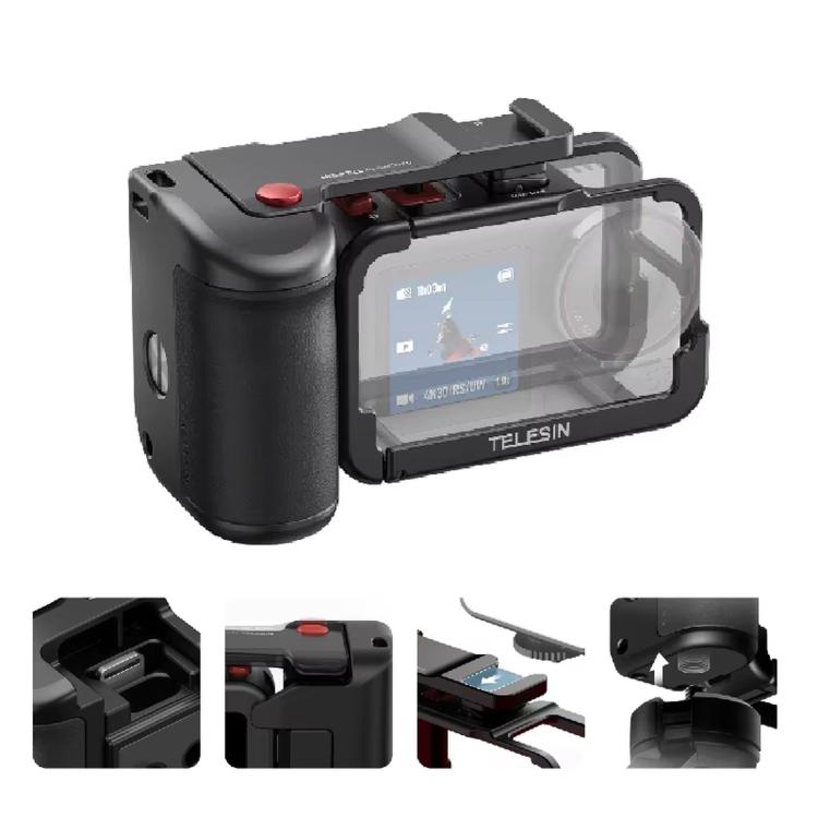 TELESIN StreetGrip Kit For DJI Osmo Action 5 Pro/4/3 Aluminum Alloy Camera Cage Hand Grip Rig