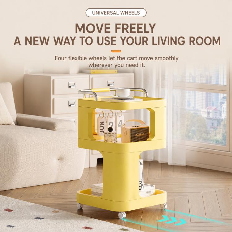 Mobile Side Table with Wheels 3-Tier Rolling Utility Cart Lockable Bedside Nightstand — view 6