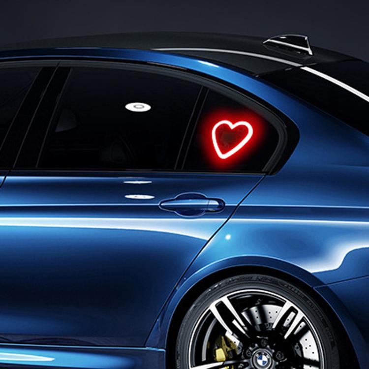 Solar Powered Heart-Shaped Car Ambient Light Smart Modified Neon Light For Vehicle Interior — Pink