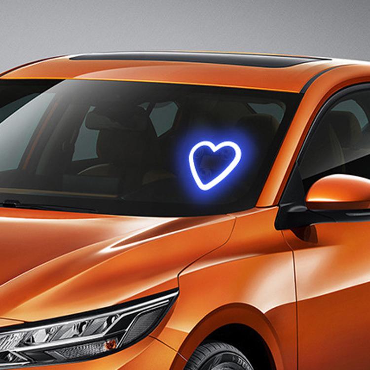 Solar Powered Heart-Shaped Car Ambient Light Smart Modified Neon Light For Vehicle Interior — Red