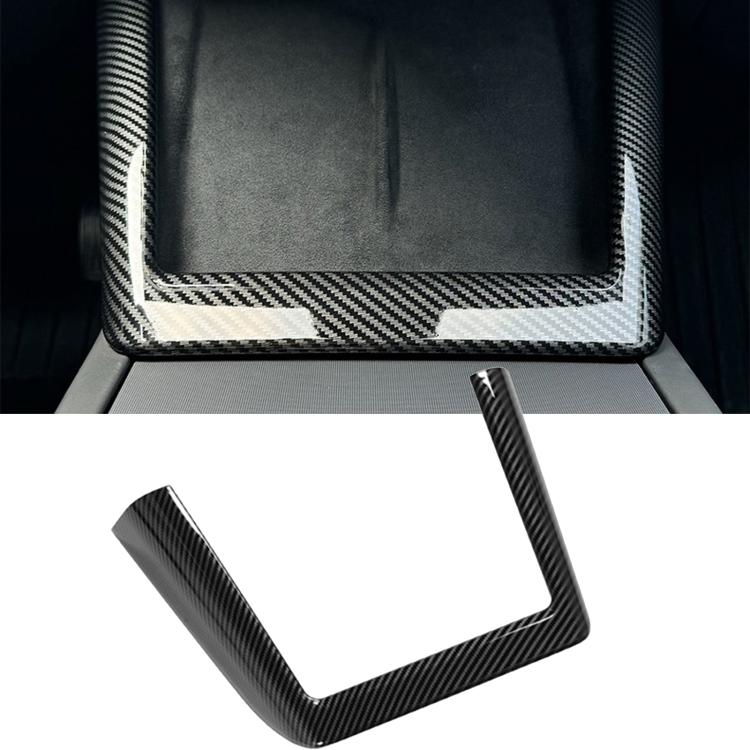 For Tesla Model 3 / Y Center Console Wireless Charger U-Shaped Decorative Protective Bezel — Bright Carbon Fiber
