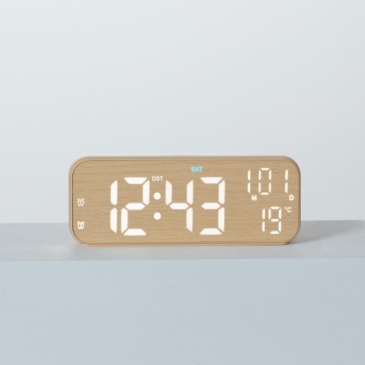 Modern LED Digital Desk Clock with Temperature Date, Silent Alarm Clock with Dual Alarm