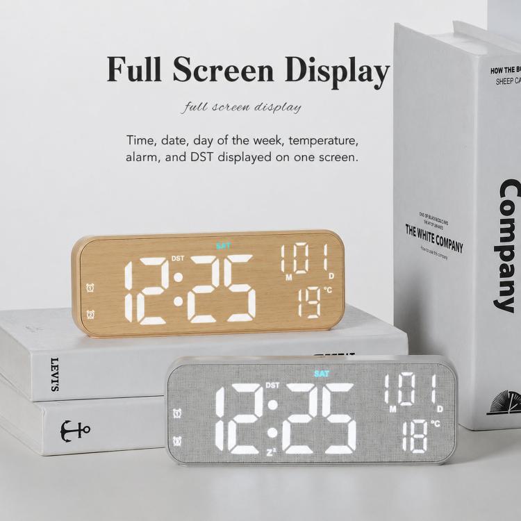 Modern LED Digital Desk Clock with Temperature Date, Silent Alarm Clock with Dual Alarm — view 7