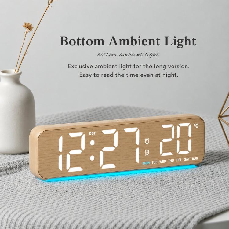Modern LED Digital Desk Clock with Temperature Date, Silent Alarm Clock with Dual Alarm — view 9