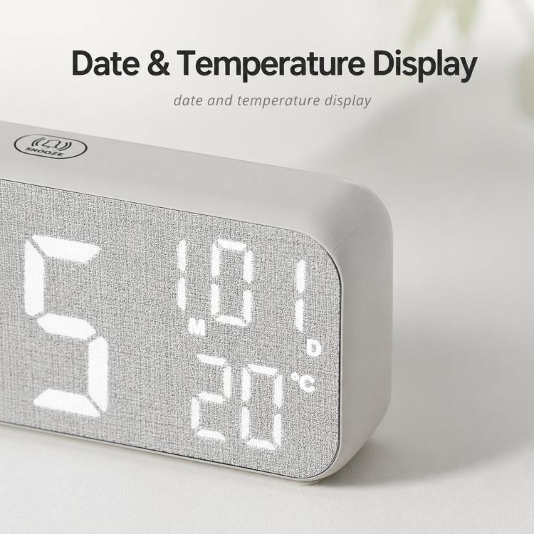 Modern LED Digital Desk Clock with Temperature Date, Silent Alarm Clock with Dual Alarm — view 10