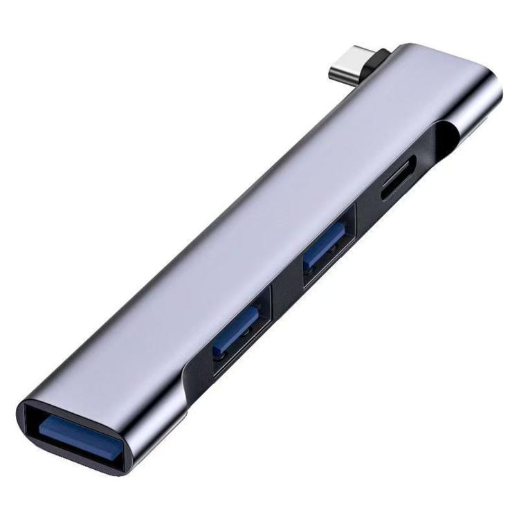 Side-Bend 4 In 1 Expander Splitter External HUB — Type-C+USB 2.0 x 3+USB 3.0