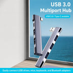 Side-Bend 4 In 1 Expander Splitter External HUB — Type-C+USB 2.0 x 2+PD+USB 3.0