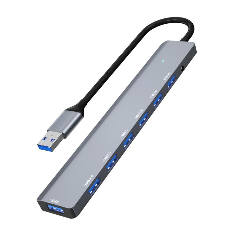 USB 3.0 Hub High Speed 7-Port Expander Aluminum Alloy Splitter With Independent DC 3.5mm Power Supply