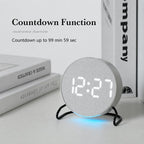 Aesthetic LED Digital Desk Clock Bedside Alarm Clock With Bottom Ambient Light, Countdown Timer, Date And Temperature — view 9
