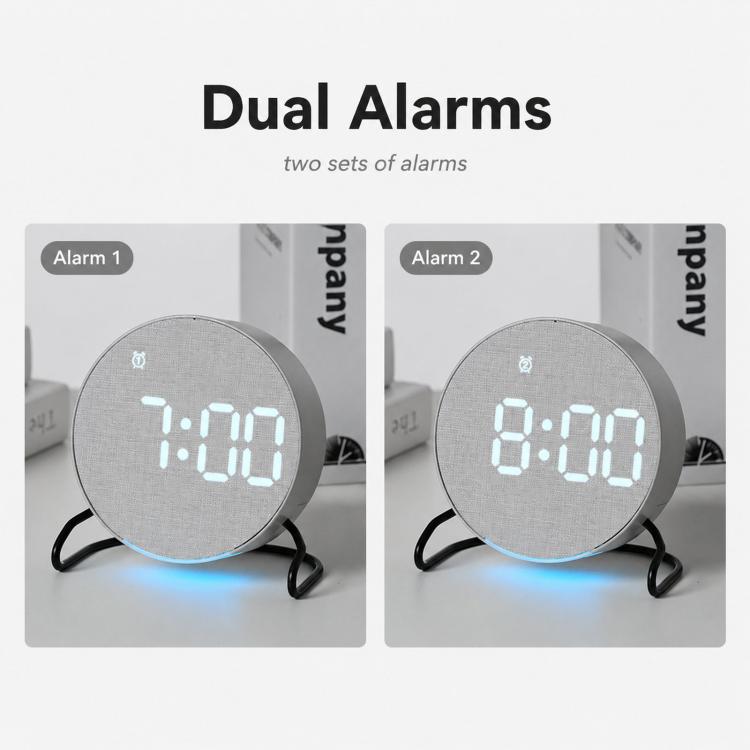 Aesthetic LED Digital Desk Clock Bedside Alarm Clock With Bottom Ambient Light, Countdown Timer, Date And Temperature — view 10