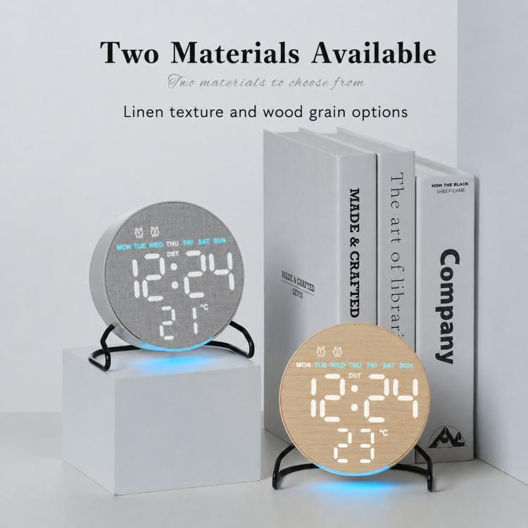 Aesthetic LED Digital Desk Clock Bedside Alarm Clock With Bottom Ambient Light, Countdown Timer, Date And Temperature — view 11