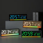 LED Digital Alarm Clock with Sound-Activated RGB Light Large Display with Date/Day/Temperature Support USB Output — 5536 Fabric Texture