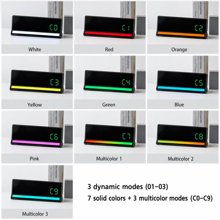 LED Digital Alarm Clock with Sound-Activated RGB Light Large Display with Date/Day/Temperature Support USB Output — view 16