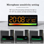 LED Digital Alarm Clock with Sound-Activated RGB Light Large Display with Date/Day/Temperature Support USB Output — view 17
