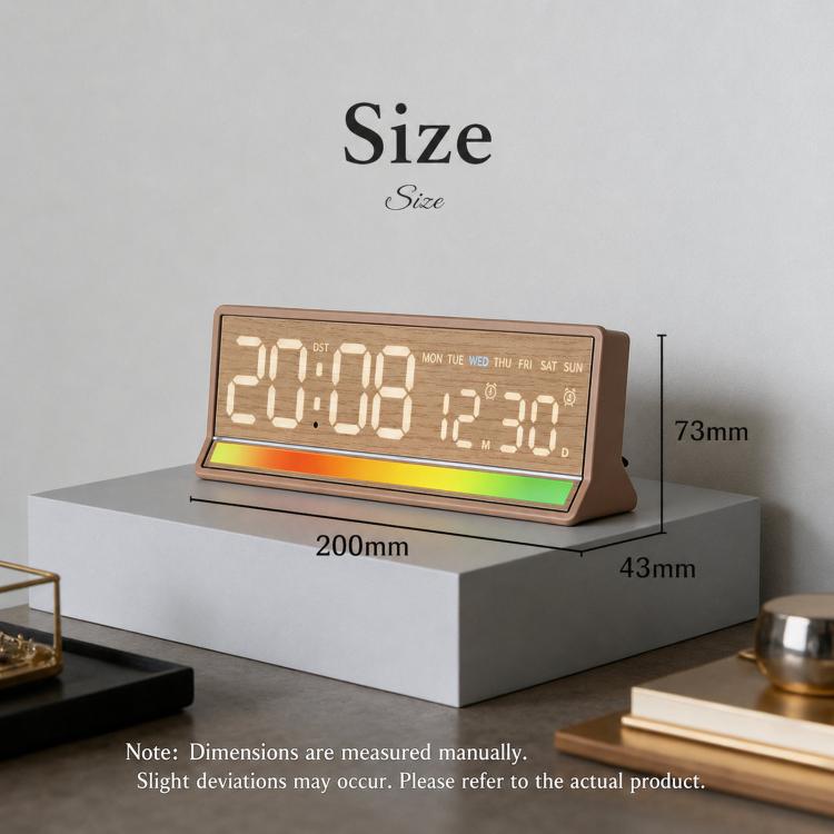 LED Digital Alarm Clock with Sound-Activated RGB Light Large Display with Date/Day/Temperature Support USB Output — view 20