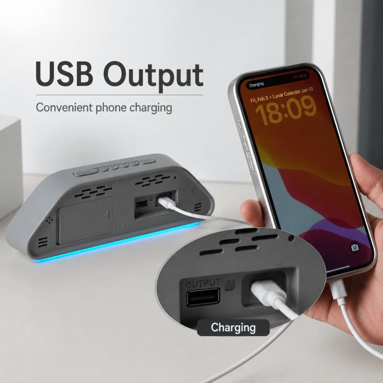 Digital Alarm Clock With USB Output Charger Accurate To The Second LED Desk Clock — view 7