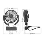 F4508 Adjustable Clip-On Front Baffle Car Fan 3-Speed Portable Quiet Cooling Fan