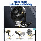 F4508 Adjustable Clip-On Front Baffle Car Fan 3-Speed Portable Quiet Cooling Fan