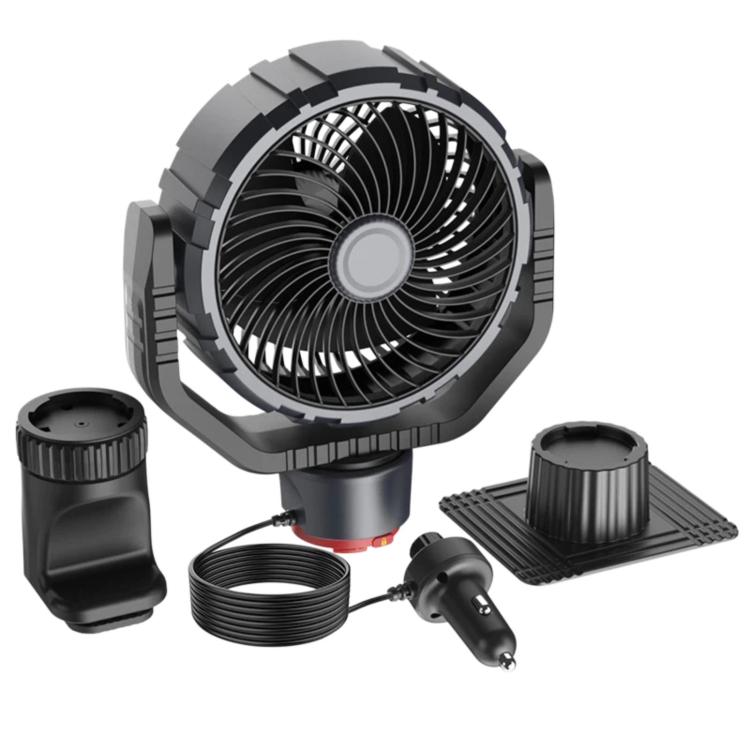 F8104 Stepless Speed Regulation Quiet Car Fan 12V/24V Angle Adjustable Truck Cooling Fan