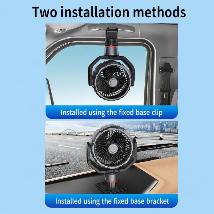 F8104 Stepless Speed Regulation Quiet Car Fan 12V/24V Angle Adjustable Truck Cooling Fan