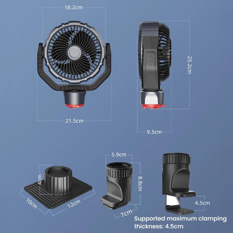 F8104 Stepless Speed Regulation Quiet Car Fan 12V/24V Angle Adjustable Truck Cooling Fan