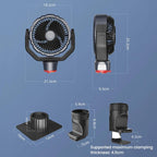 F8104 Stepless Speed Regulation Quiet Car Fan 12V/24V Angle Adjustable Truck Cooling Fan