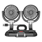 F5505 Dual-Head 3-Speed Cooling Fan With Phone Holder Angle Adjustable Low Noise Fan — F5505