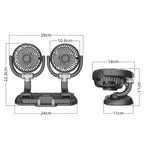 F5505 Dual-Head 3-Speed Cooling Fan With Phone Holder Angle Adjustable Low Noise Fan — view 3