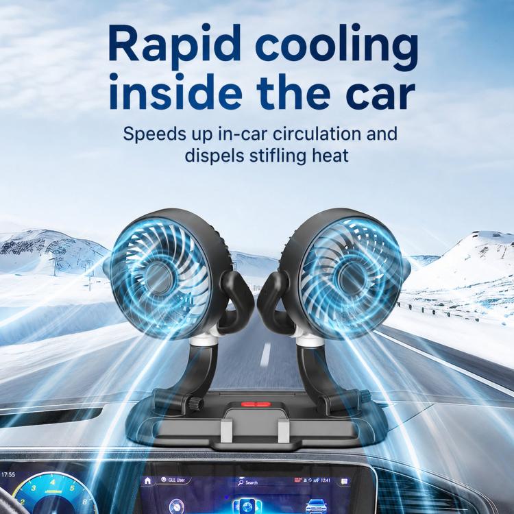 F5505 Dual-Head 3-Speed Cooling Fan With Phone Holder Angle Adjustable Low Noise Fan — view 4