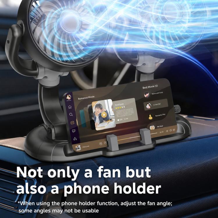 F5505 Dual-Head 3-Speed Cooling Fan With Phone Holder Angle Adjustable Low Noise Fan — view 8