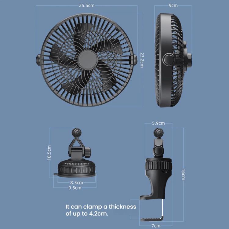 F1303 12V/24V Car Cigarette Lighter Fan Stepless Speed Quiet Cooling Fan With Hanging Hook