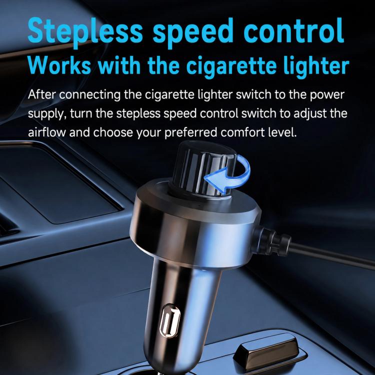 F1303 12V/24V Car Cigarette Lighter Fan Stepless Speed Quiet Cooling Fan With Hanging Hook