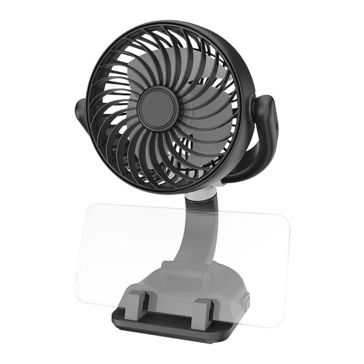 F5504 Car Cooling Fan With Phone Holder 3-Way Foldable Adjustable Quiet Fan