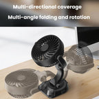 F5504 Car Cooling Fan With Phone Holder 3-Way Foldable Adjustable Quiet Fan