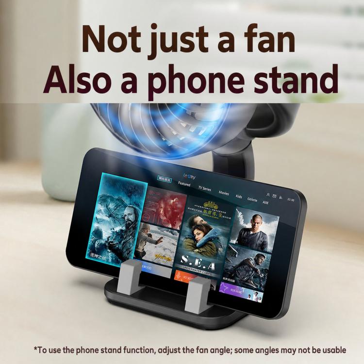 F5504 Car Cooling Fan With Phone Holder 3-Way Foldable Adjustable Quiet Fan