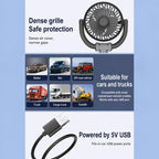 F5504 Car Cooling Fan With Phone Holder 3-Way Foldable Adjustable Quiet Fan