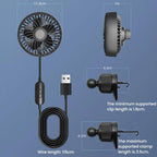 F4201 3-Speed Air Vent Quiet Fan Universal USB Mini Car Fan