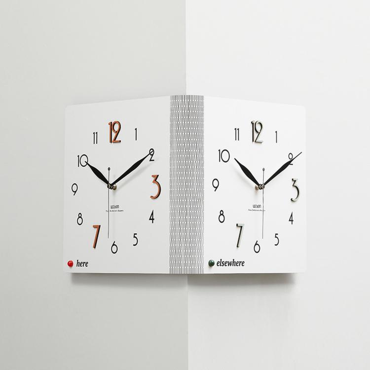 wozoom Double-Sided Corner Wall Clock Simple Decorative Clock For Living Room Corners