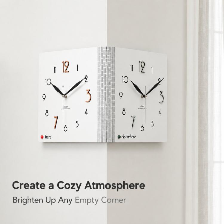 wozoom Double-Sided Corner Wall Clock Simple Decorative Clock For Living Room Corners — view 7