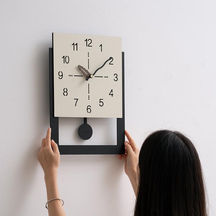 wozoom Minimalist Home Wall Clock Background Wall Decorative Clock — Pearl White Swing