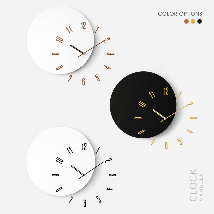 wozoom Living Room Modern Minimalist Wood Silent Decorative Clock — Black+Gold Hands