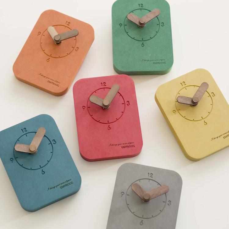 wozoom Silent Desk Clock Small Wooden Table Wall Clock — Gray