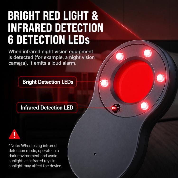 TC168 Anti-Spy Hidden Camera Detector Infrared Bug Finder With Motion Vibration Alarm — view 3