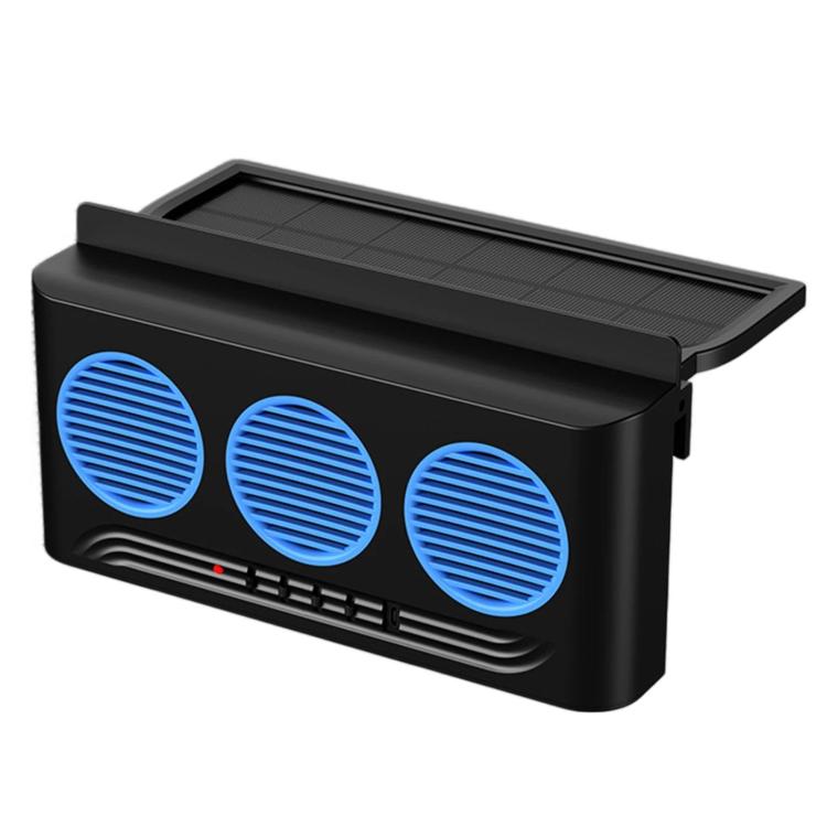 L6189 Solar Powered Car Exhaust Fan With Strobe Warning Light Interior Air Circulation Fan — Black