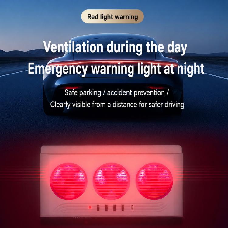 L6189 Solar Powered Car Exhaust Fan With Strobe Warning Light Interior Air Circulation Fan — view 4