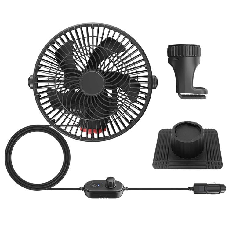 Brushed Motor Car Fan 5-Blade High Wind Silent Vehicle Fan — Non-reversible